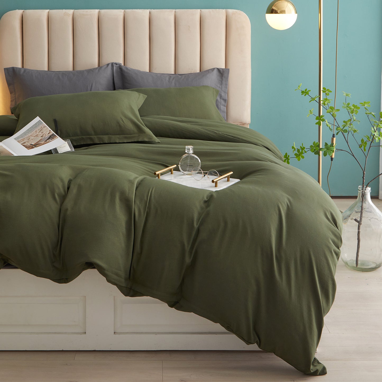 VClife Army Green Classical Duvet Cover Set 3Pieces