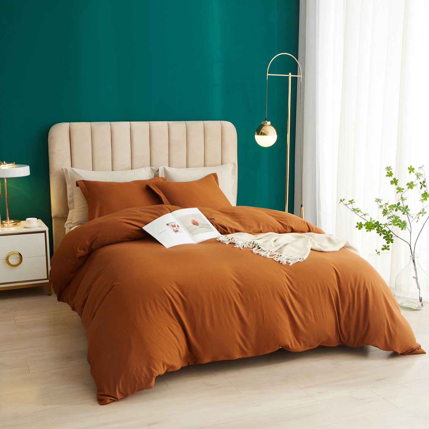 VClife Pumpkin Lightweight 3Pieces Duvet Cover Set